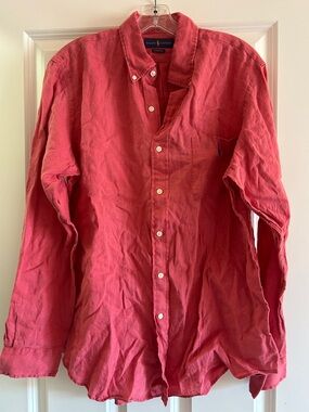 Ralph Lauren Men's Coral-Red Button-Down Shirt